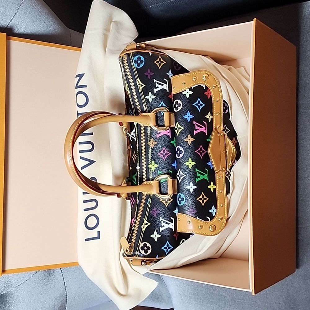 Authentic Louis Vuitton Black Multicolor Rita two way shoulder bag